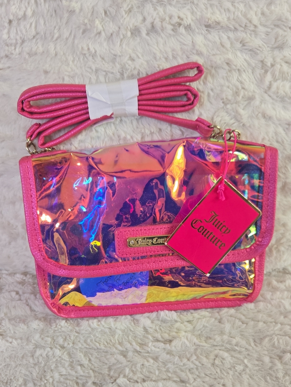 Juicy Couture Iridescent Pink Holographic Crossbody Bag